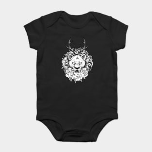 Wiccan lion with horns and flowers Baby Bodysuit